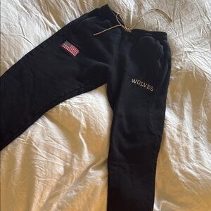 Black Wolves Joggers with Flag Patch